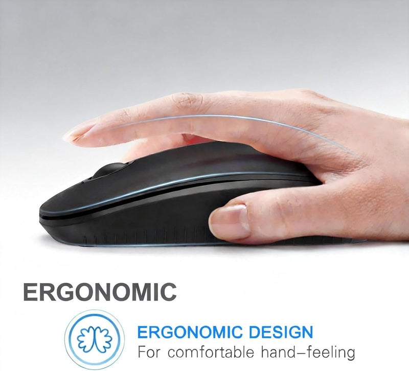 Unipows Wireless Mouse - 2.4G Slim Portable Computer Mouse with Nano Receiver, Less Noise Mobile Optical Mice for Notebook, PC, Laptop, Computer, Mac (Black) - Image 3